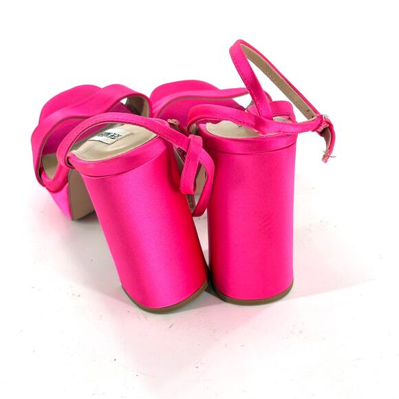 Steve Madden Lessa Platform Heels 9 NWOT Sandals Pink Satin Glam Cocktail Formal - Picture 6 of 6